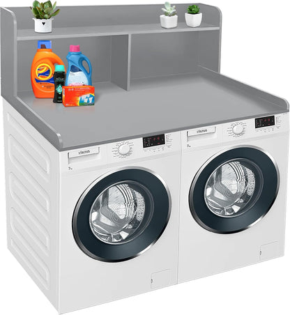 Royxen 2-Tier Washer Dryer Countertop,19.5"H Wood Washer and Dryer Topper with Storage