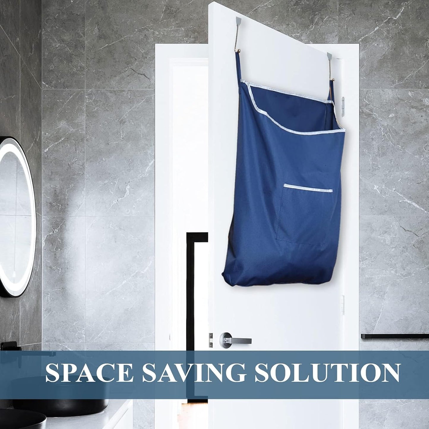 Fine Living Co. Large Hanging Laundry Hamper with Over Door Hooks & Adhesive, Durable Space Saving