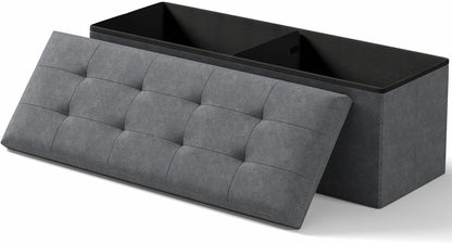 Storage Ottoman Bench, Folding Ottoman Foot Rest, 15 x 43 x 15 Inches, End of Bed Bench, Storage