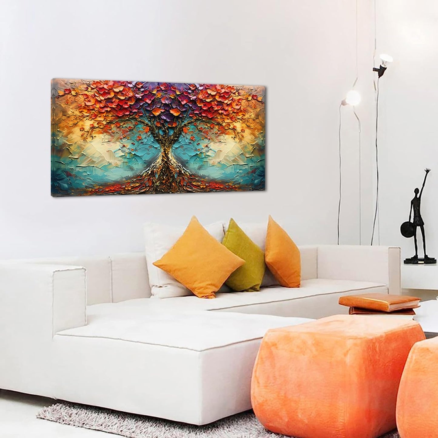 LASMOND Beautiful Colorful Tree Amazing Art Plants Wall Art Decor Artwork for Living Room (30x60
