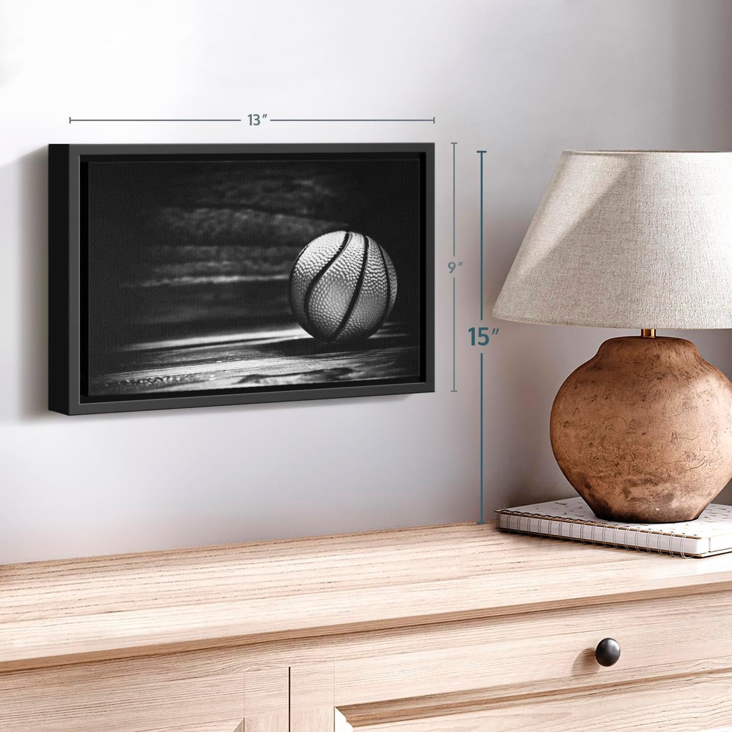 ElephantStock Basketball Wall Art - Horizontal Framed Canvas - 1-Piece Hallway Wall Decor