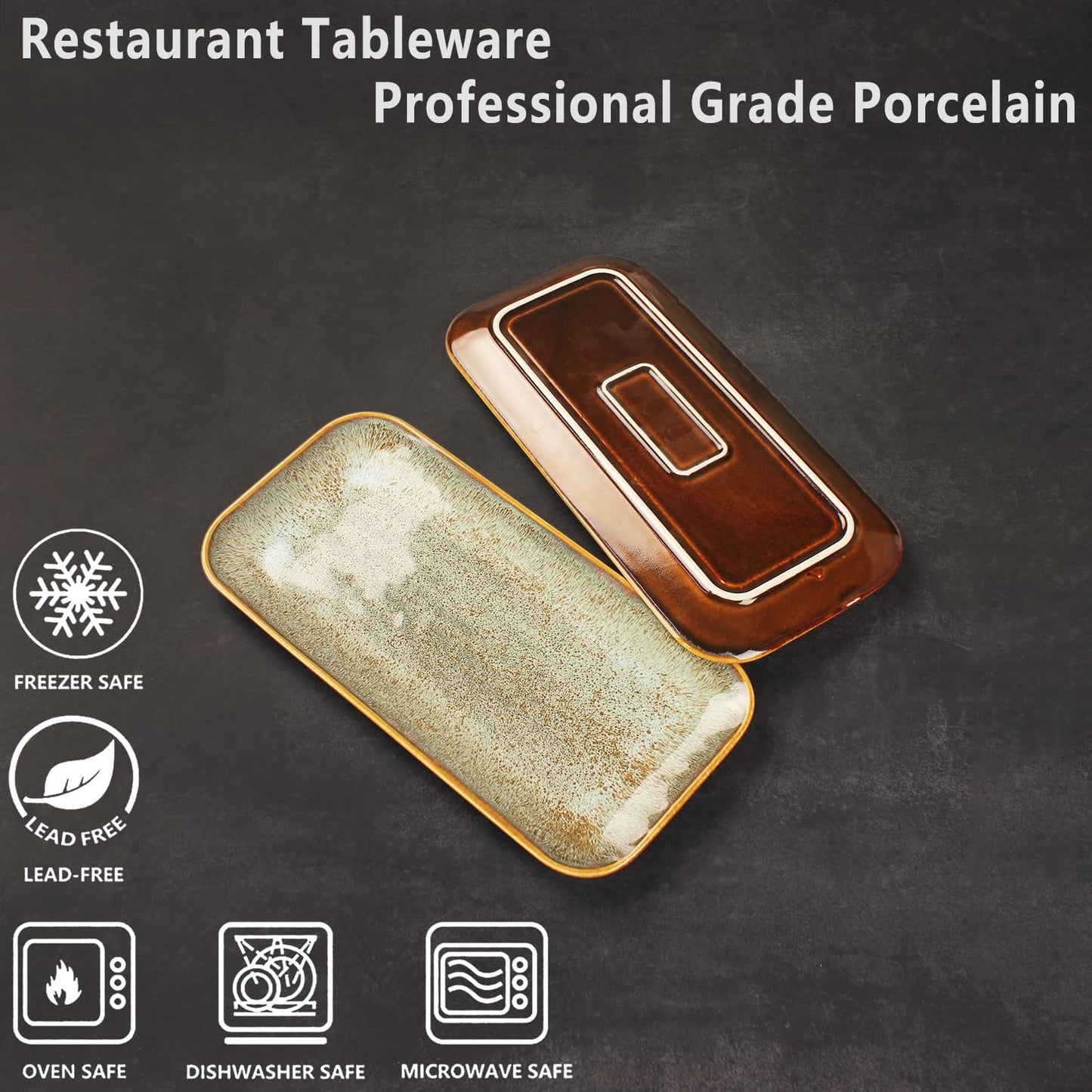 Ceramic Dinner Plates Dish Set, Set of 4, Microwave Oven and Dishwasher Safe,Scratch Resistant