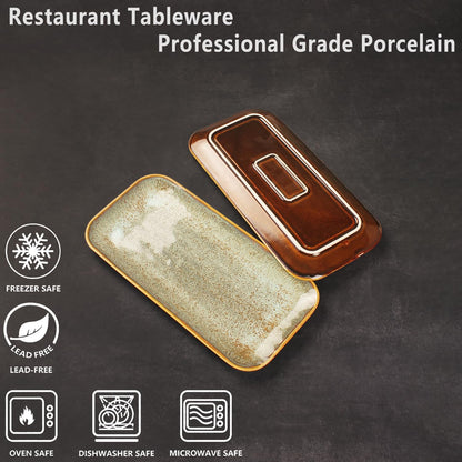 Ceramic Dinner Plates Dish Set, Set of 4, Microwave Oven and Dishwasher Safe,Scratch Resistant