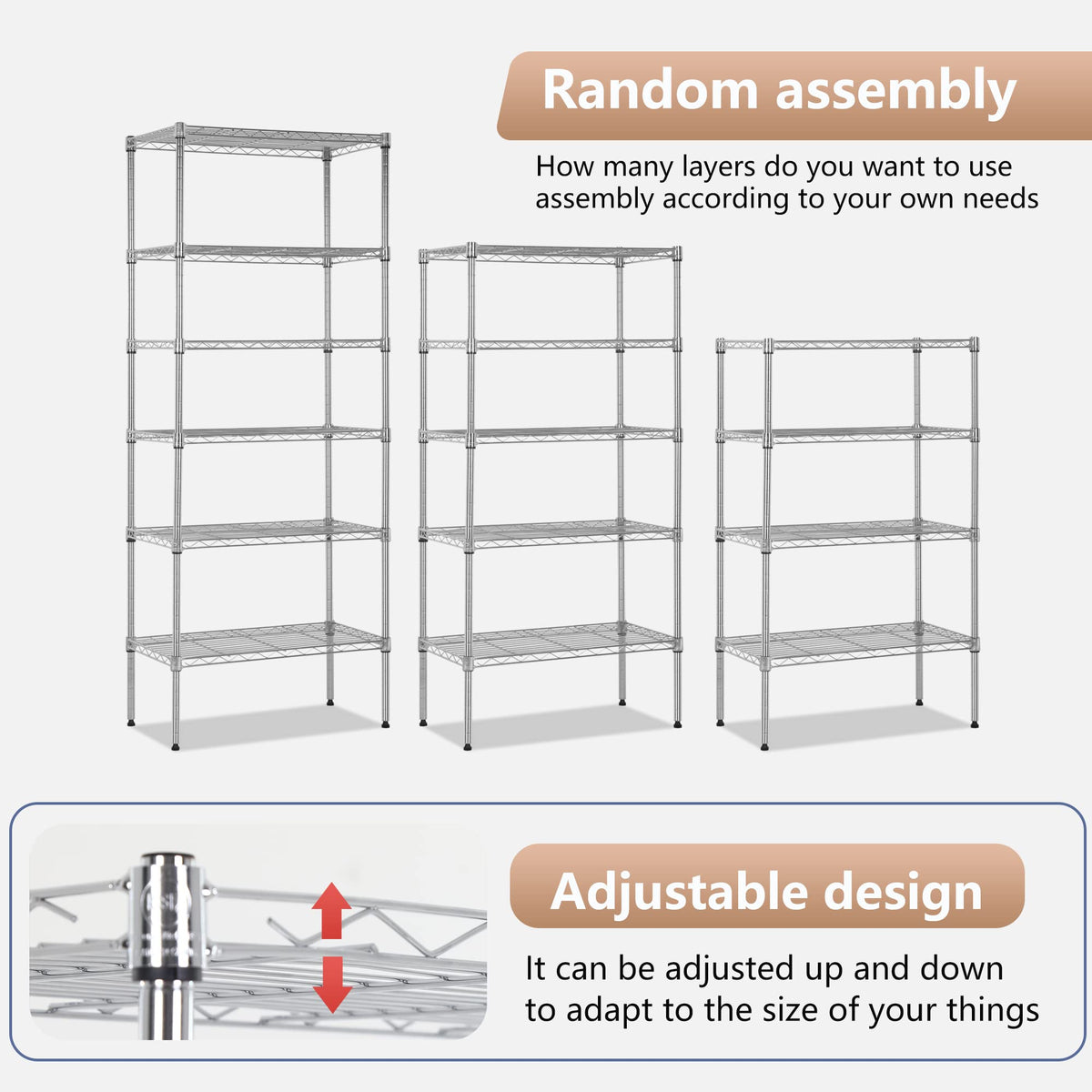 FDW 6 Tier Wire Shelving Units 23L x 13W x 59H Adjustable Metal Storage Rack NSF Pantry Shelves