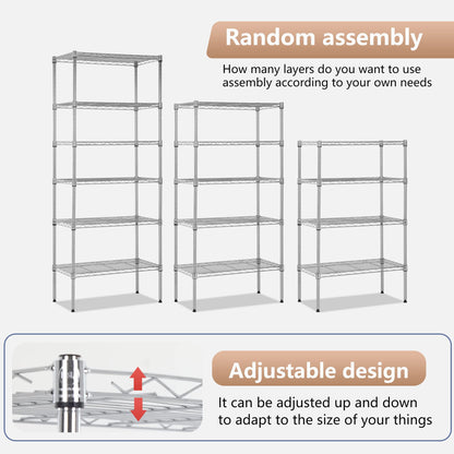 FDW 6 Tier Wire Shelving Units 23L x 13W x 59H Adjustable Metal Storage Rack NSF Pantry Shelves