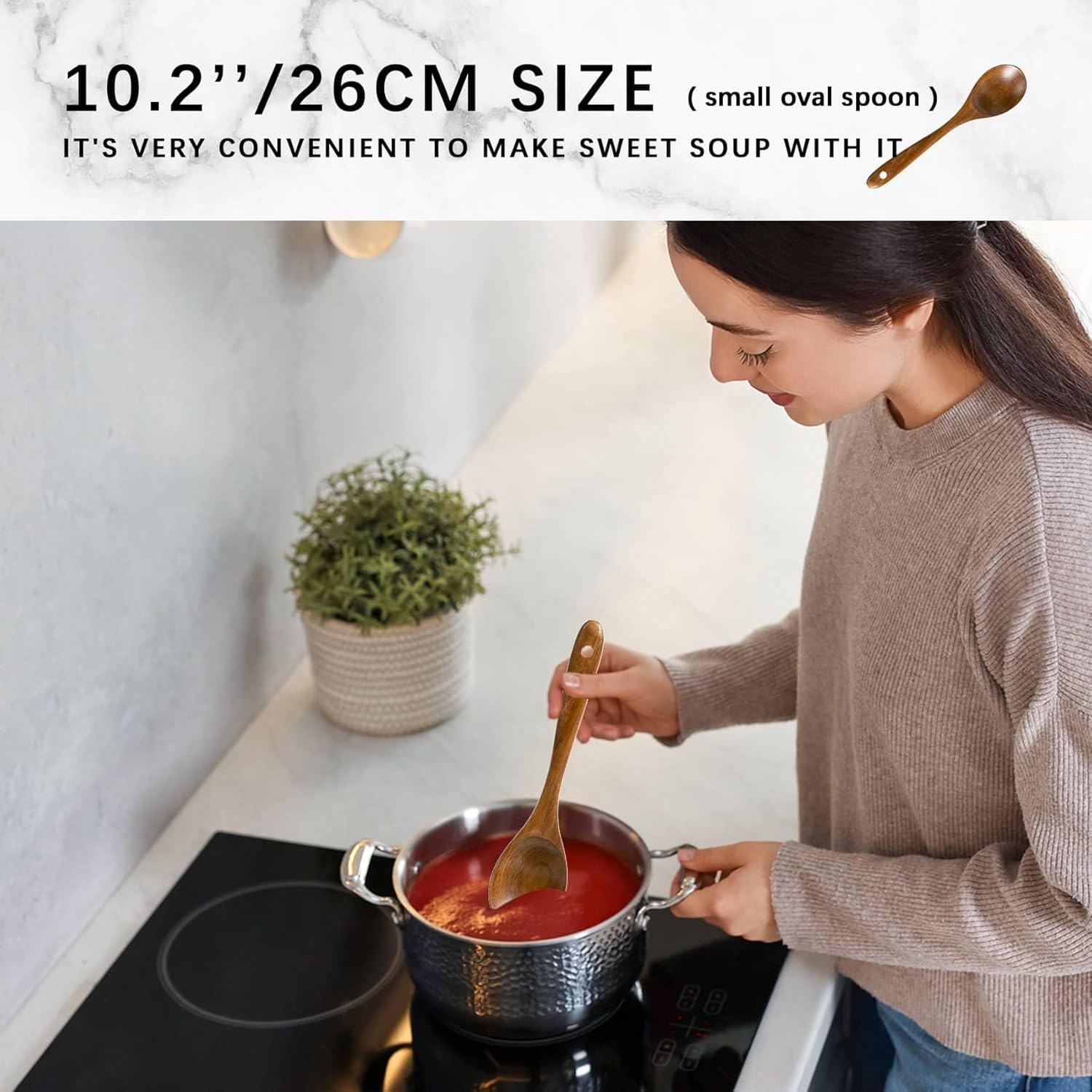 Wooden Spoons for Cooking, Nonstick Cooking Utensil Set with 10 Piece Acacia Wooden Spatulas and