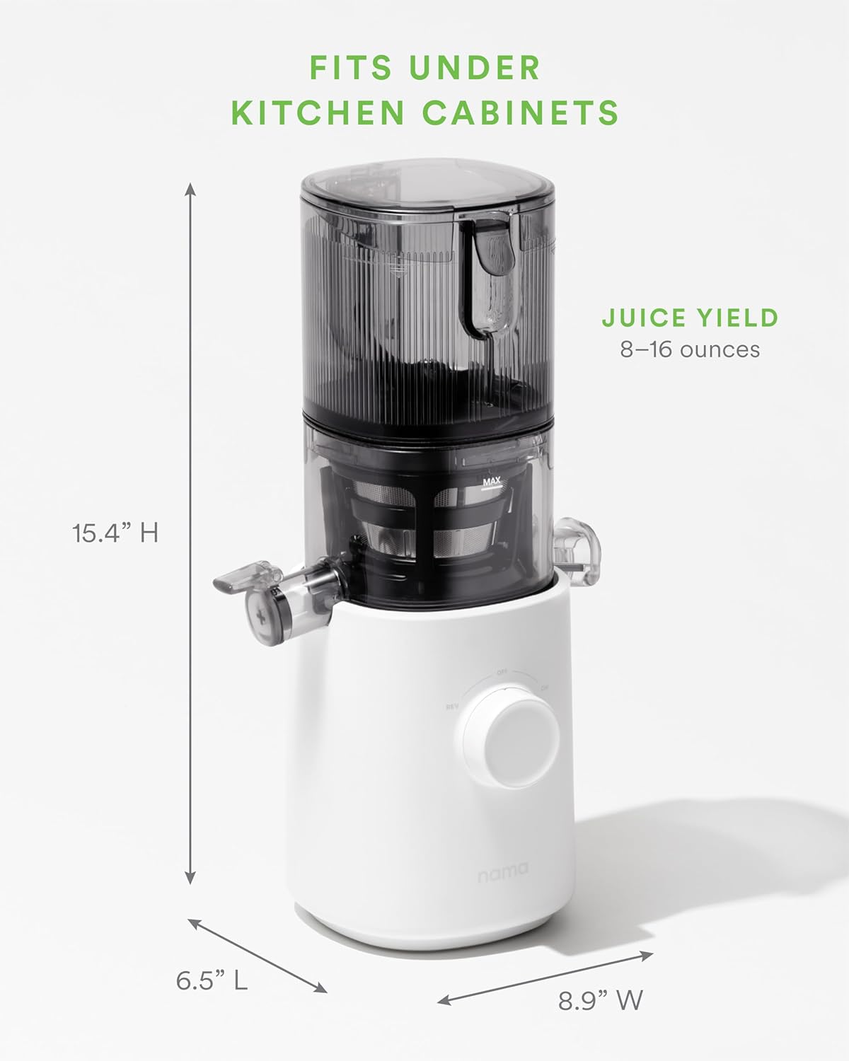 Nama J3 Compact Cold Press Juicer – Space Saving & Self Feeding for Hands-Free Operation