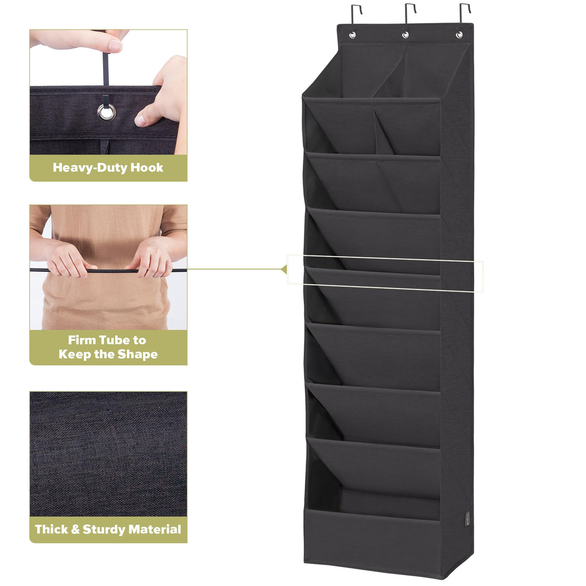 6 Pack Shoe Organizer with 6 Extra Large Pockets and 4 Large Pocket, Over the Door Sturdy Closet