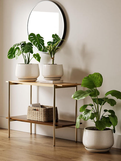 LE TAUCI Ceramic Plant Pots, Set of 2, 10 + 12 Inch Plant Pot, Elegant Planters for Indoor Plants