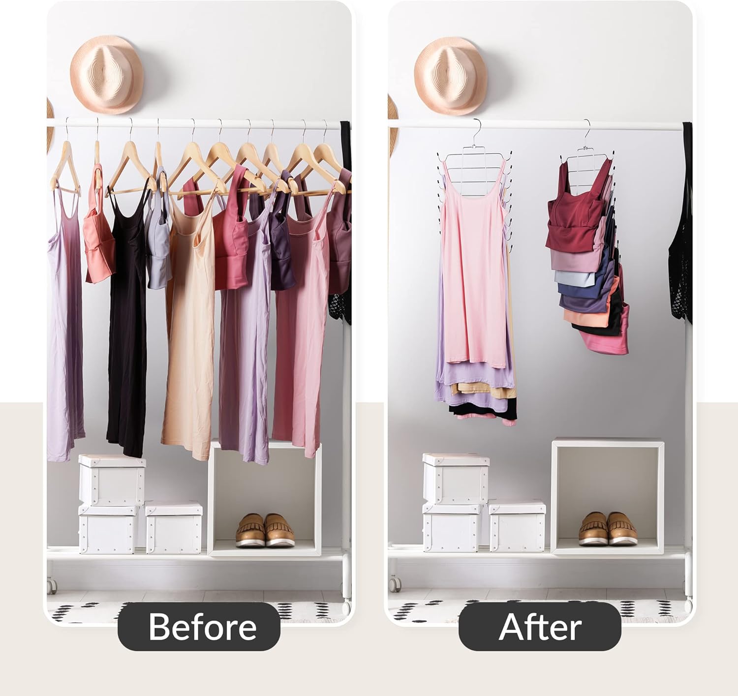 ZEDODIER Tank Top Hanger, 4 Pack Space Saving Bra Hangers, Non-Slip Hanging Sport Bras Holder