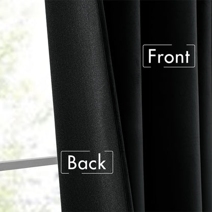 MIULEE Black Velvet Curtains 84 inches Long 2 Panels - Luxury Pinch Pleated Room Darkening Window