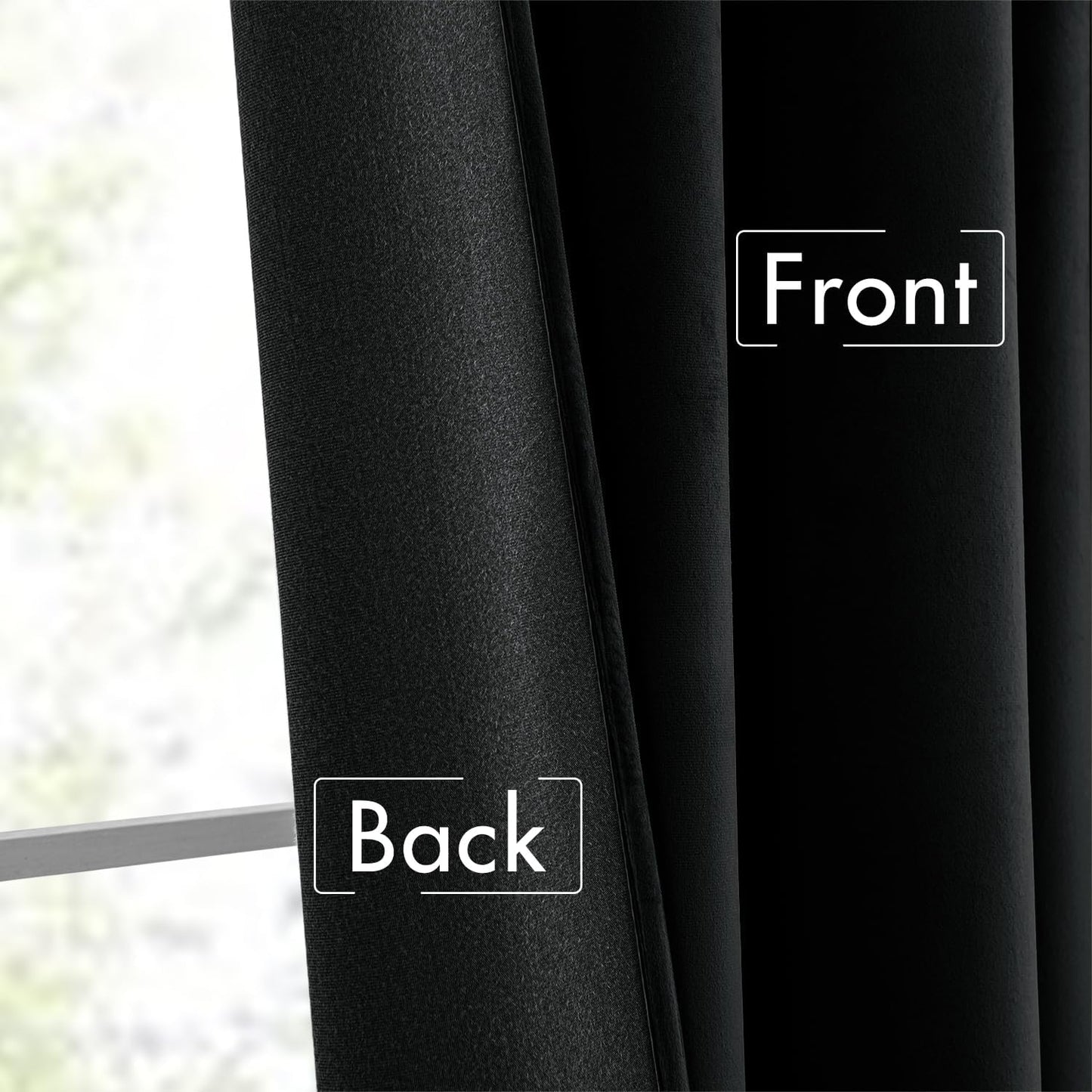 MIULEE Black Velvet Curtains 96 inches Long 2 Panels - Luxury Pinch Pleated Room Darkening Window