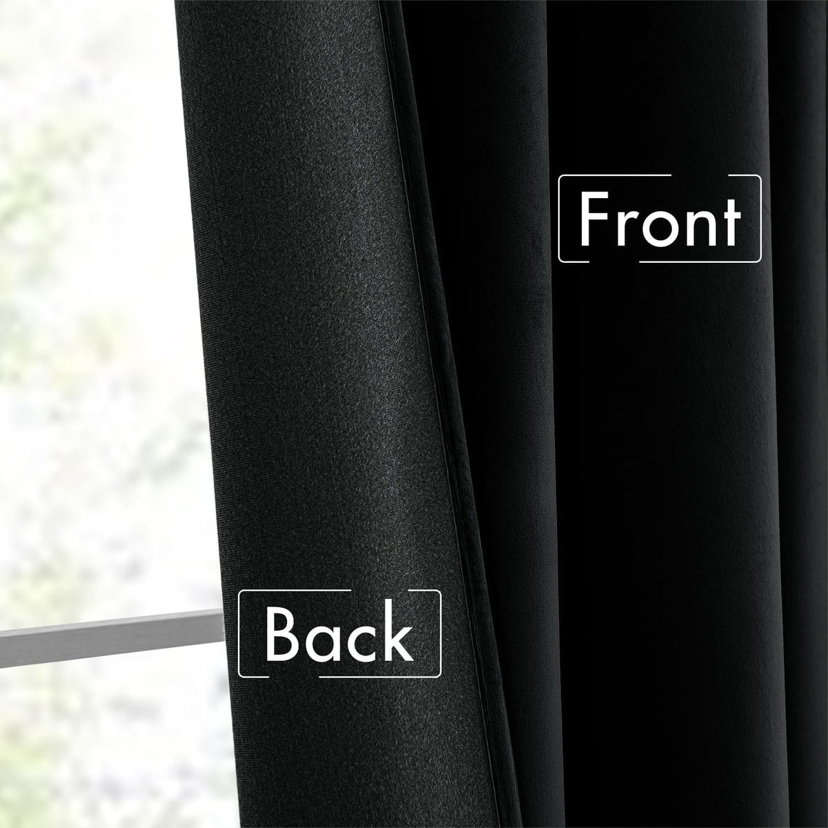 MIULEE Black Velvet Curtains 108 inches Long 2 Panels - Luxury Pinch Pleated Room Darkening Window