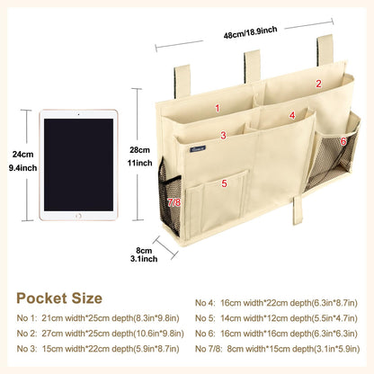Surblue Bedside Caddy Hanging Organizer Storage Bag Pocket for Bunk, Hospital, College Dorm Rooms