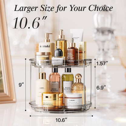 LAMU 2 Pack 2 Tier Lazy Susan Turntable Organizer 10.6'' Rotating Spice Rack Organization for