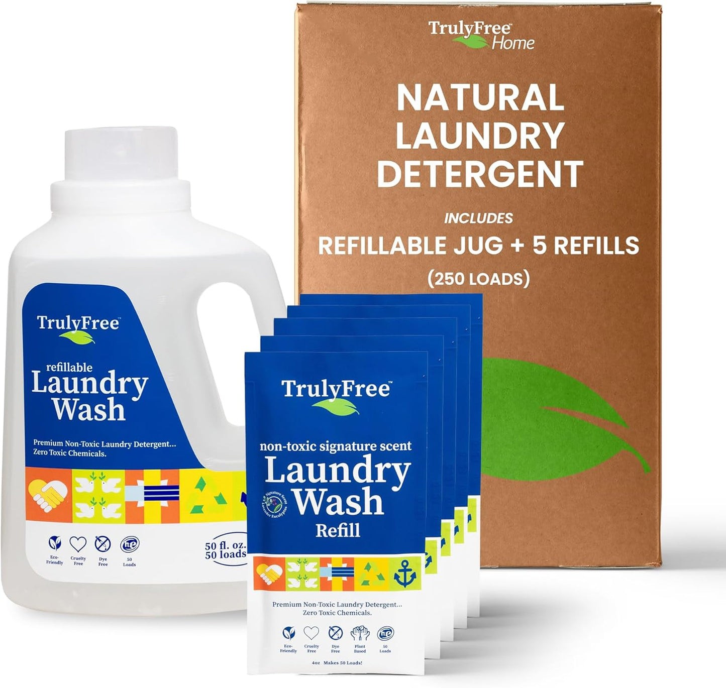 Laundry Detergent for Sensitive Skin | Gentle & Safe for Baby Clothes | Plant-Based | 5 Pack Refill
