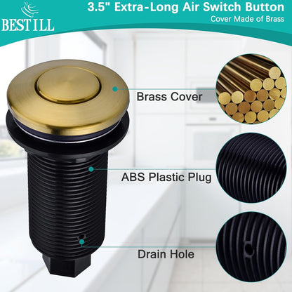 BESTILL Garbage Disposal Button, UL Listed, Cordless Sink Top Air Switch Kit for Waste Disposal