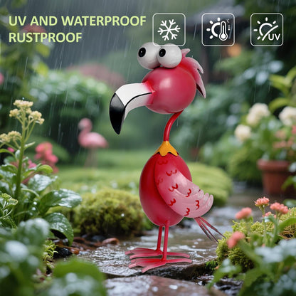 Kircust Flamingo Decor Yard Decorations Outdoor Garden Statue Outside Metal Bird Courtyard Art Pink