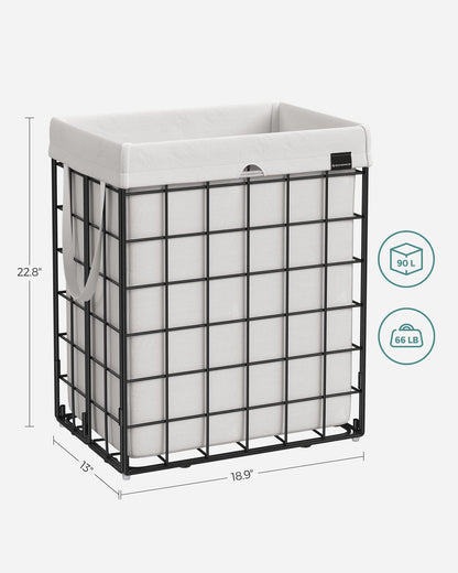 SONGMICS Laundry Hamper, 23.8 Gal. (90L) Laundry Basket, Collapsible Clothes Hamper, Black and