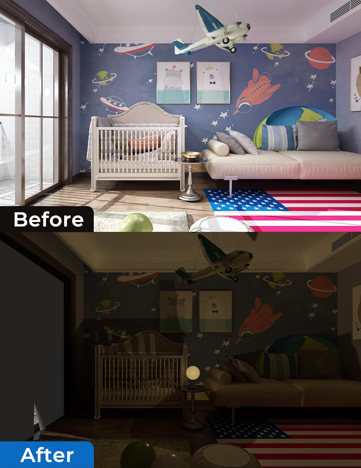Sumobaby Blackout Curtains for Bedroom 75"x57" Portable No Drill Blinds for Windows with