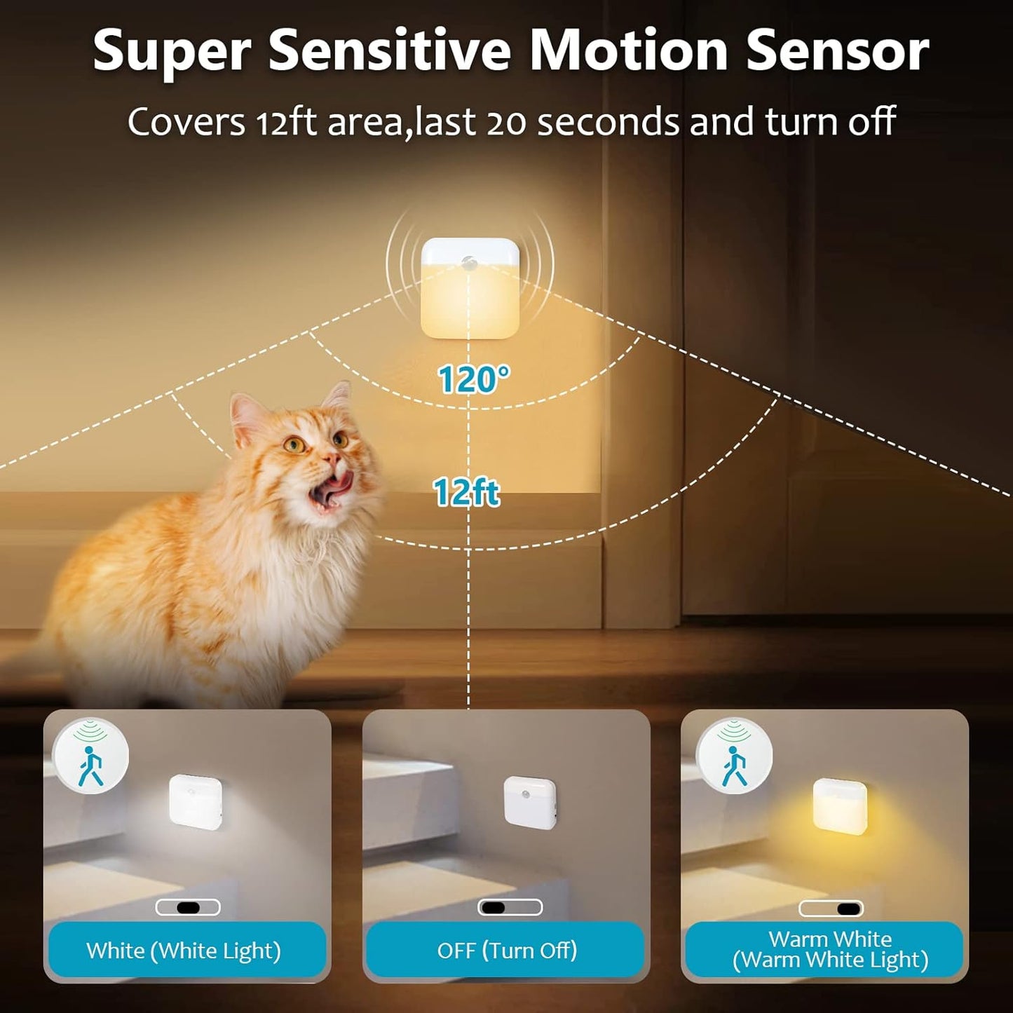 USB Rechargeable Battery Night Light Indoor,Stick-on Motion Sensor Puck Night Lights-No Need Plug