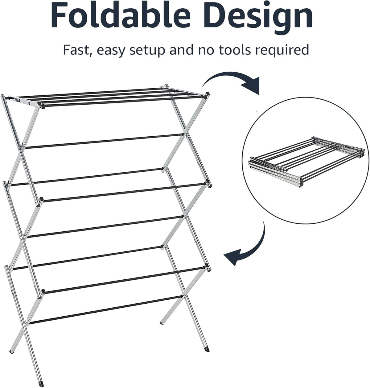 Amazon Basics Foldable Portable Laundry Drying Rack for Indoor Air Drying Clothing, 14.5 x 29.5 x
