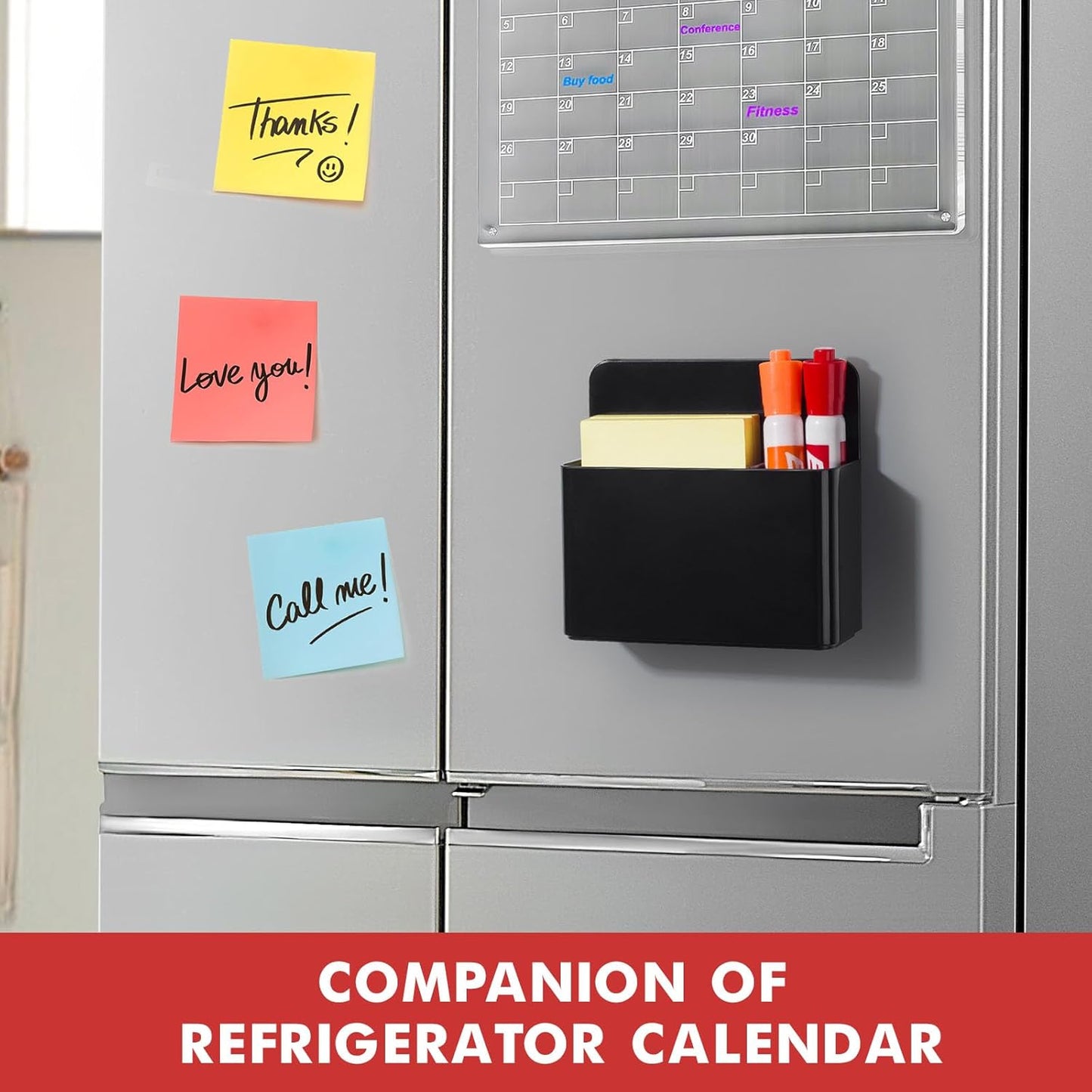 BEYGORM 2 Pack Plastics Magnetic Pen Holder for Refrigerator, Dry Erase Marker Holder for