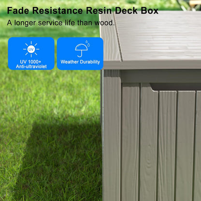 150 Gallon Deck Box,Resin Outdoor Storage Box with Lockable for Patio Furniture, Pool Accessories