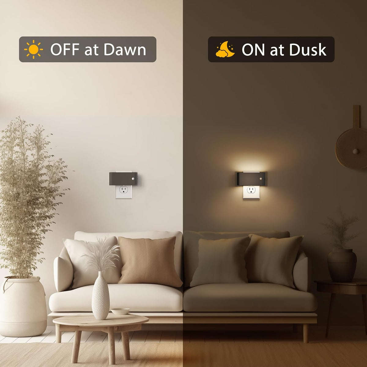 Briignite Motion Sensor Night Light, 2 Pack Motion Activation Night Lights Plug into Wall, Auto On