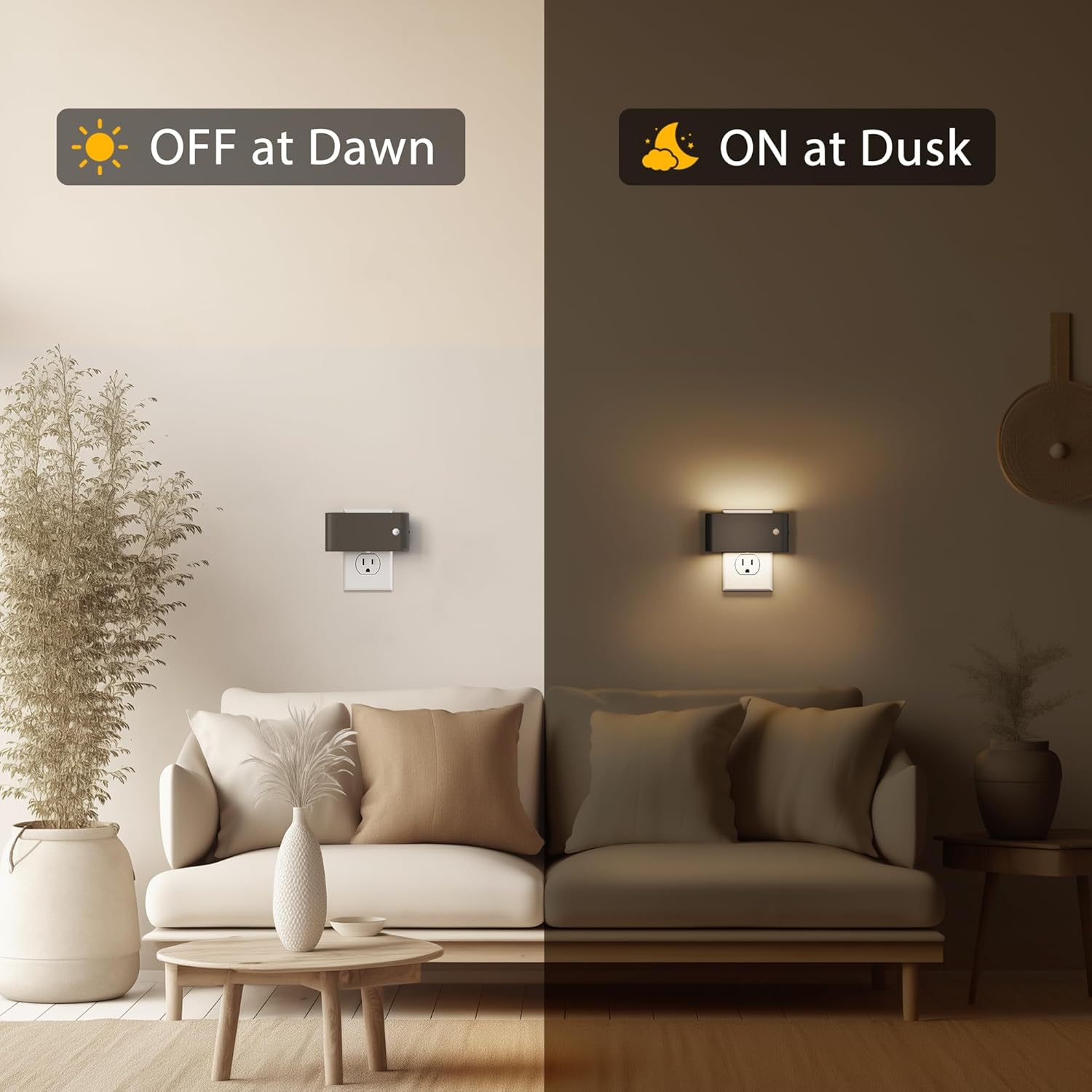 Briignite Motion Sensor Night Light, 2 Pack Motion Activation Night Lights Plug into Wall, Auto On