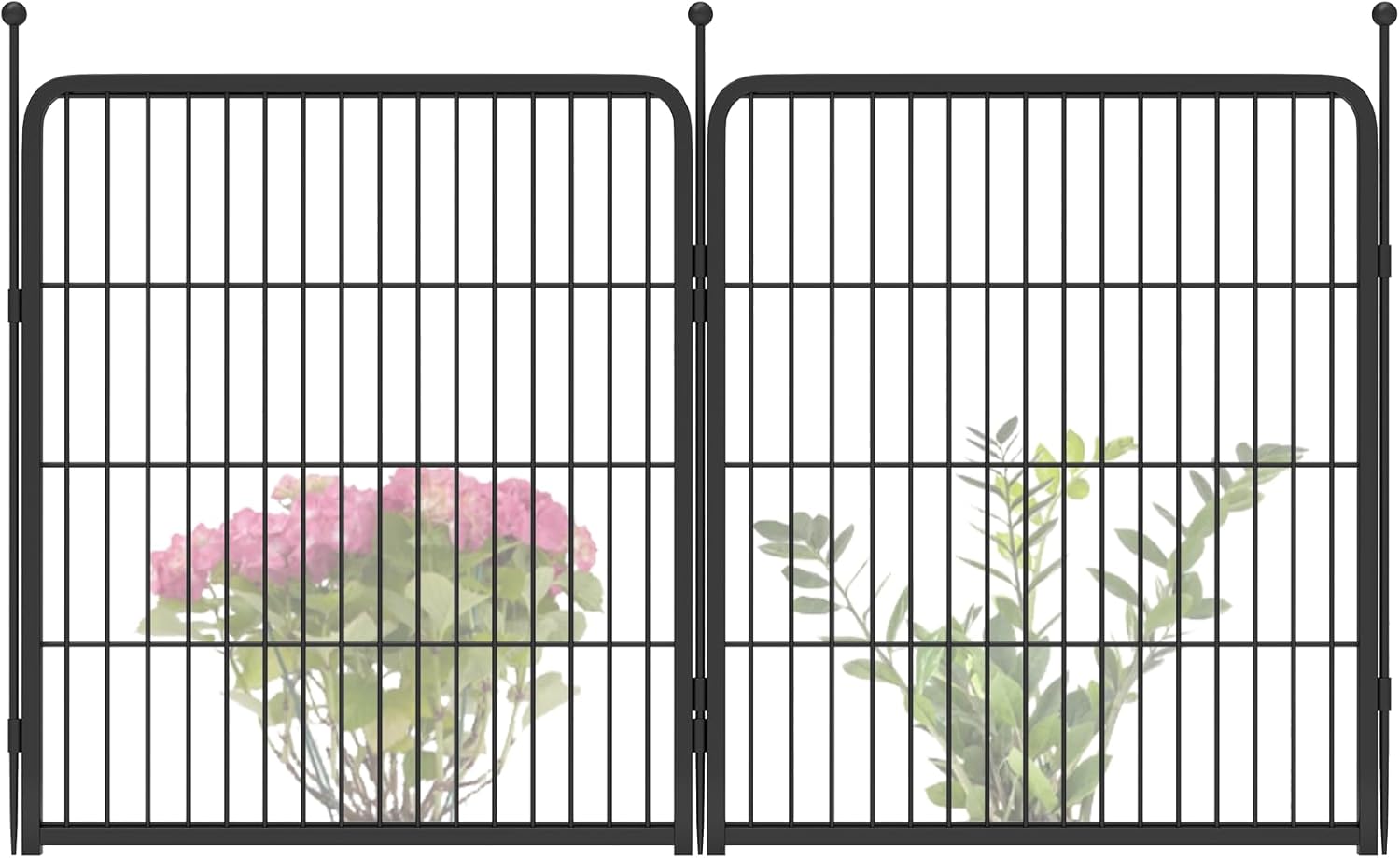 FXW Garden Fence Outdoor for The Yard – 32in(H) x 4.5ft(L) Heavy Duty Metal Animal Barrier for Dog