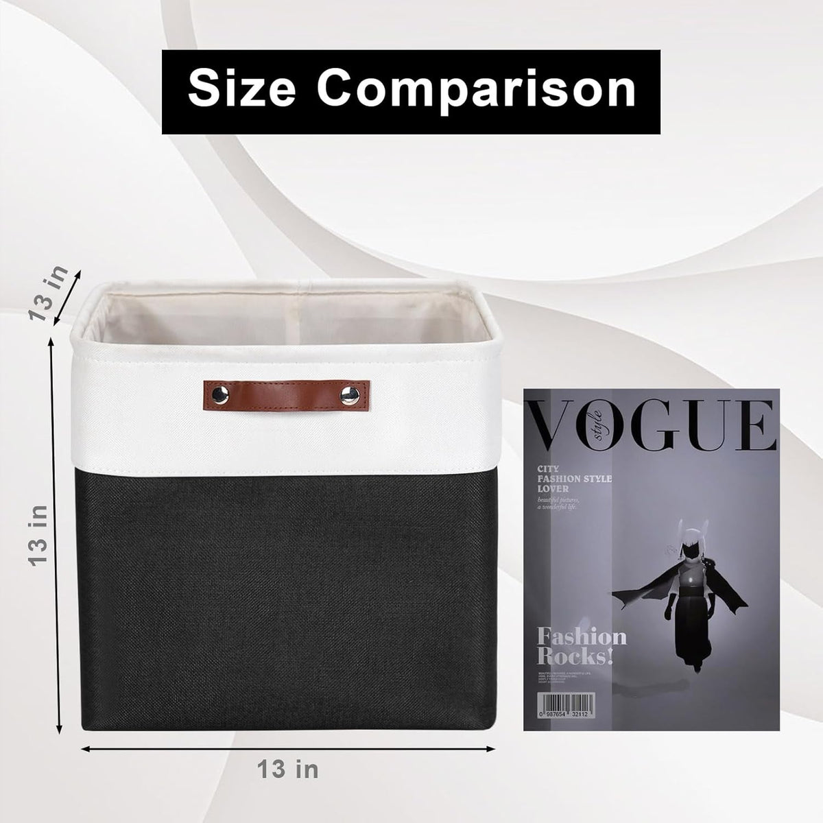 13x13 Cube Storage Bins, Collapsible Fabric Storage Box, 4 Pack Closet Baskets with Handles for