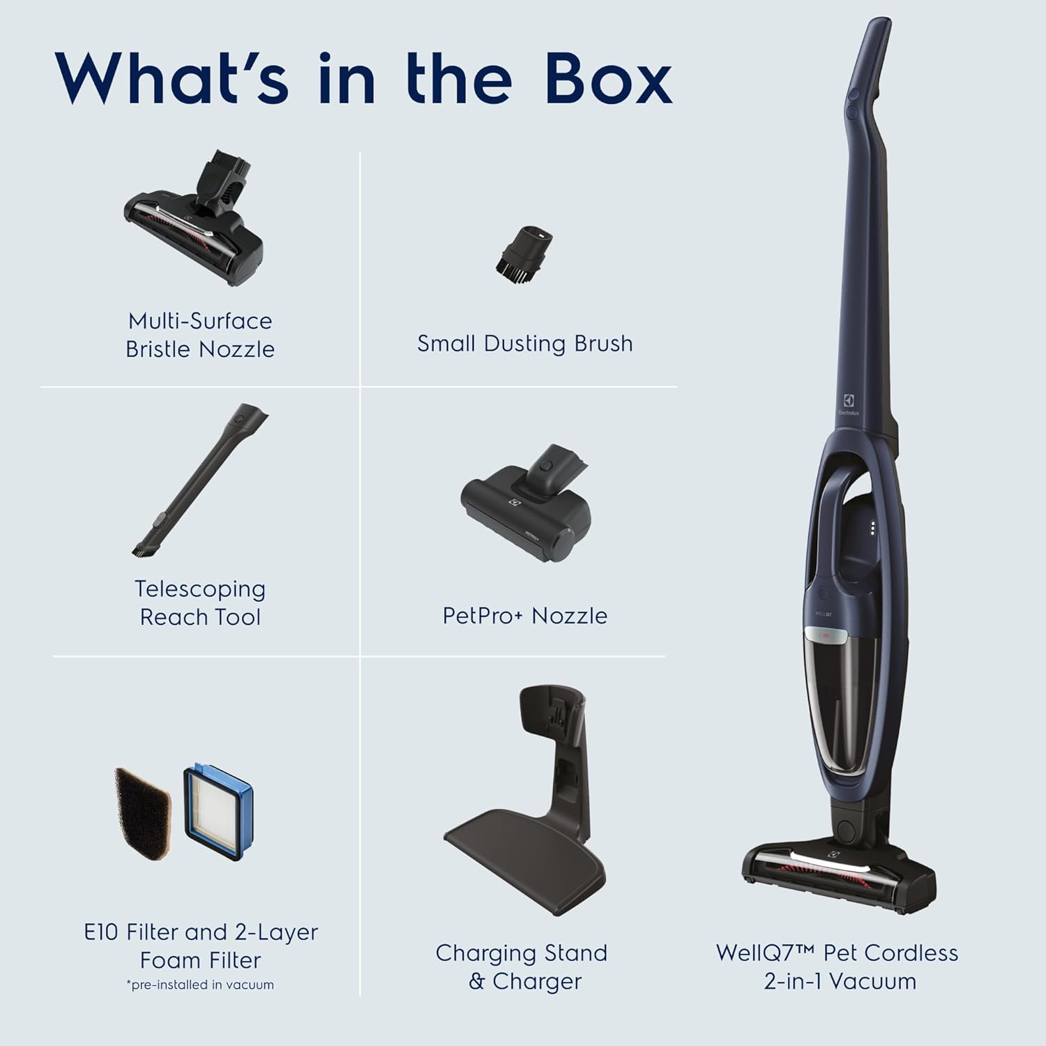 Electrolux WellQ7 Pet Cordless 2-in-1 Vacuum Cleaner with Motorized PetPro+ Nozzle for Easy Pet