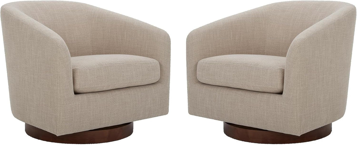 CHITA Swivel Accent Chair, FSC Certified Upholstered Fabric Barrel Chair for Living Room Set of 2