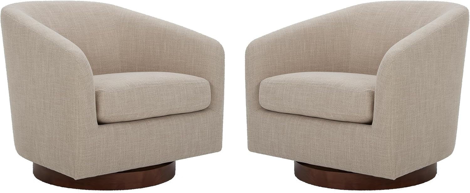 CHITA Swivel Accent Chair, FSC Certified Upholstered Fabric Barrel Chair for Living Room Set of 2