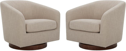 CHITA Swivel Accent Chair, FSC Certified Upholstered Fabric Barrel Chair for Living Room Set of 2