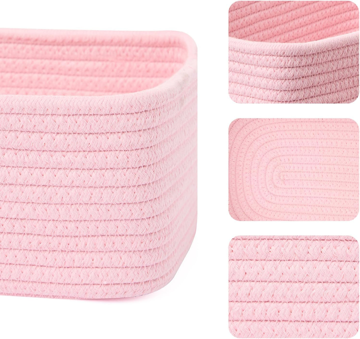 Small Storage Baskets for Organizing | Closet Organizer Bins | Shelf Toy Basket | Woven Rope