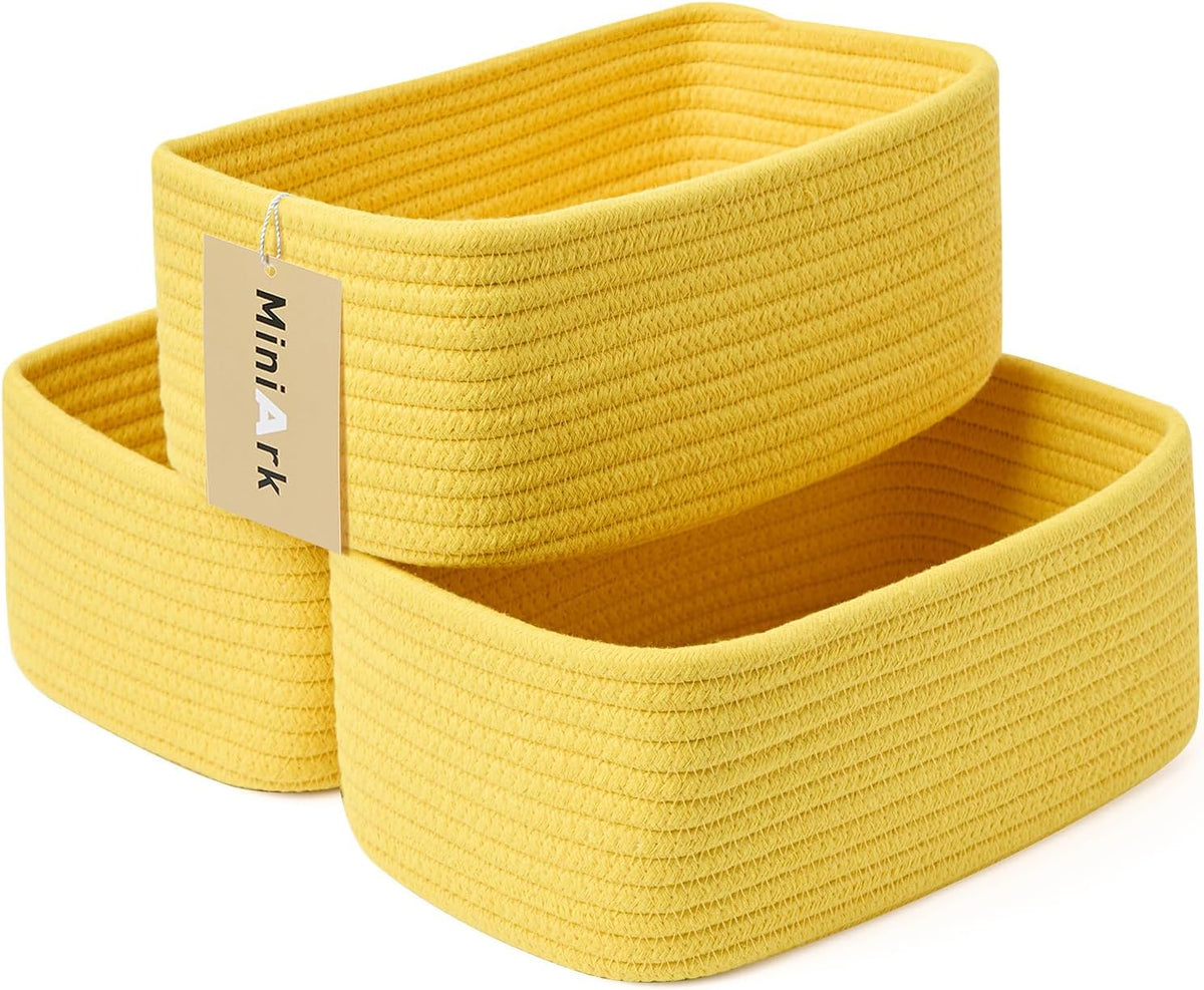 Small Storage Baskets for Organizing | Closet Organizer Bins | Shelf Toy Basket | Woven Rope