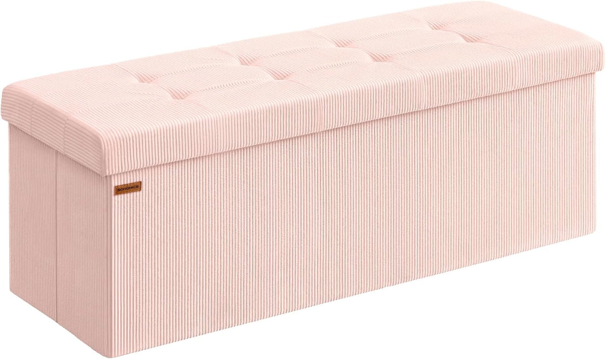 SONGMICS MAZIE Collection - Storage Ottoman Bench, Foldable Foot Rest, 15 x 43 x 15 Inches, End of