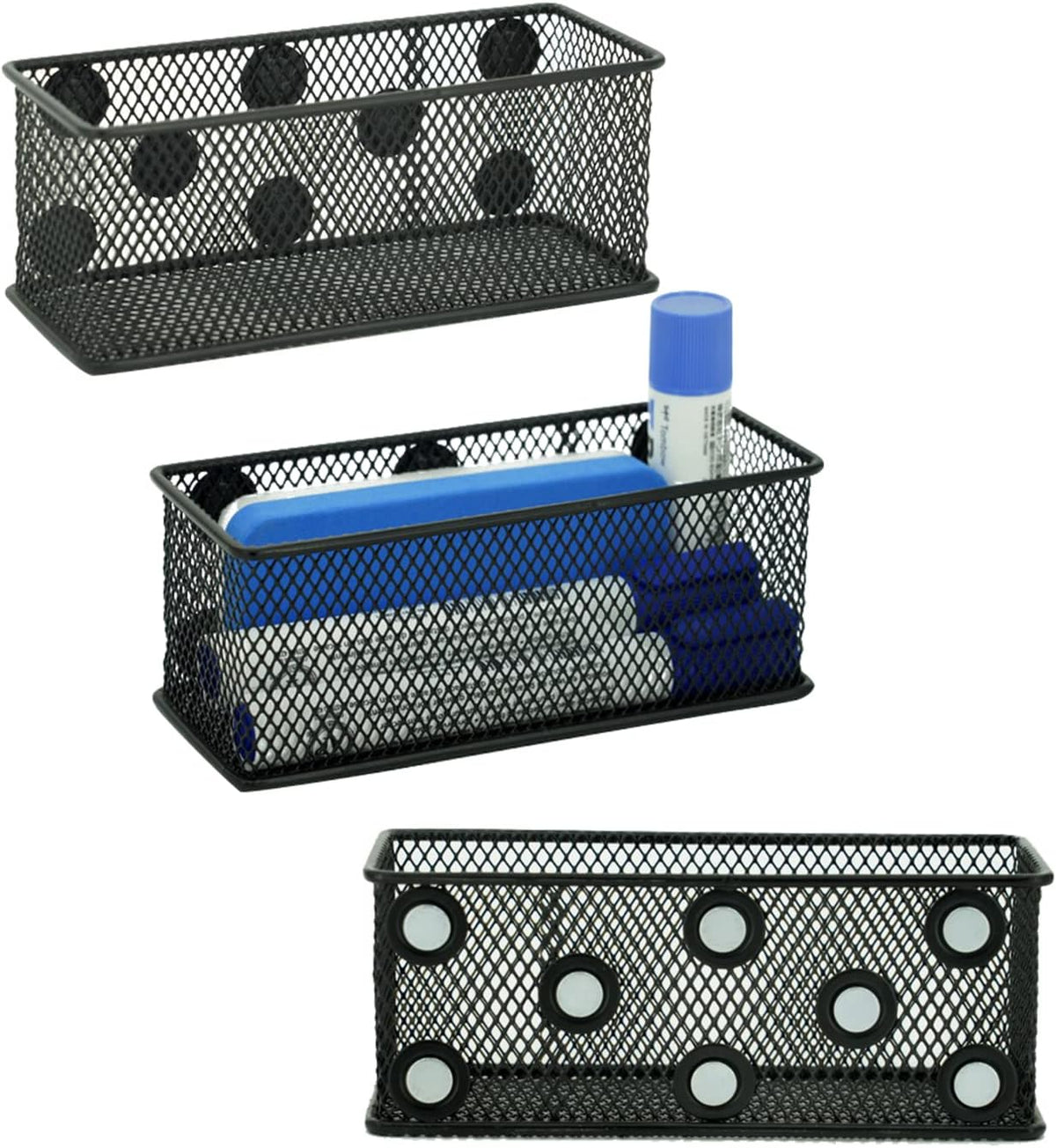Neudeco Magnetic Locker Organizer and Accessories，Wire Mesh Magnetic Storage Basket ,Magnetic