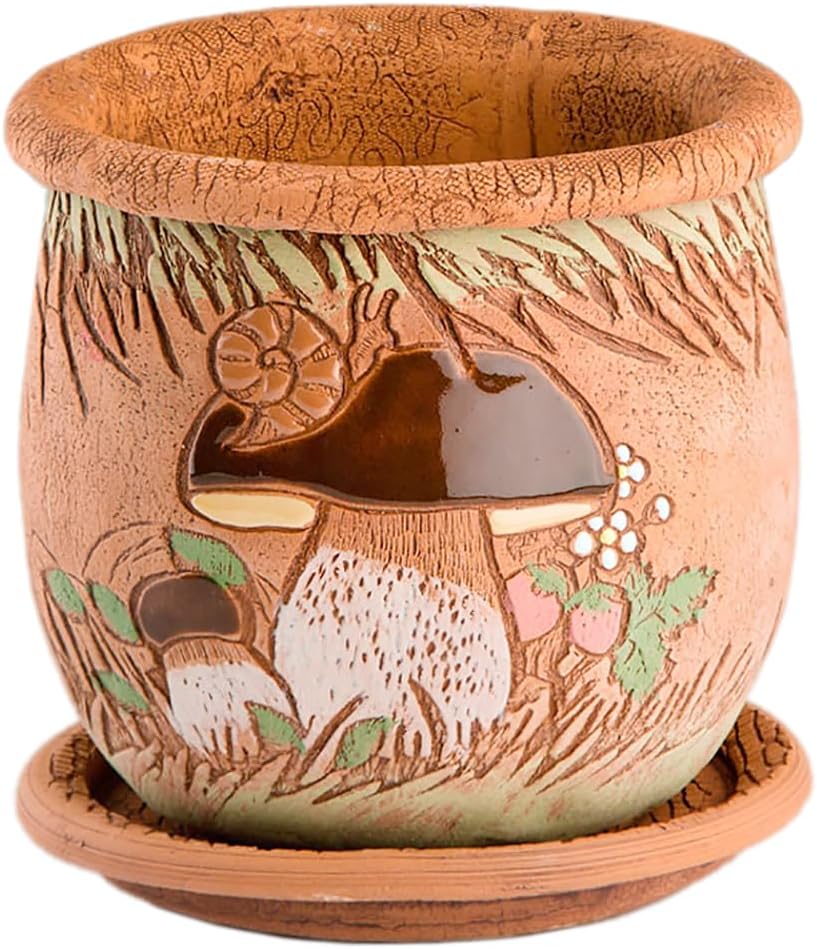 Ceramic Pot with Drainage Hole and Saucer, Plant Pots, Modern Decorative Planters for House Plants