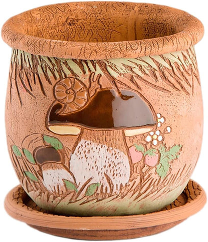 Ceramic Pot with Drainage Hole and Saucer, Plant Pots, Modern Decorative Planters for House Plants