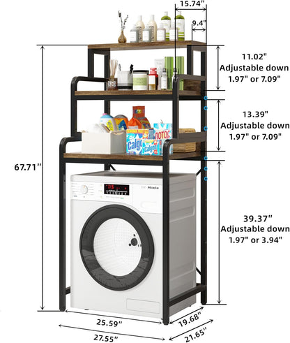 3-Tier Bathroom Room Shelf Washing Machine Storage Utility Rack Over The Toilet Washer Dryer