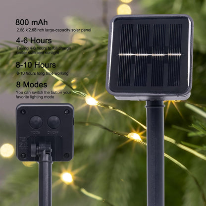 Solar String Lights for Outside,33FT 100LEDs (4 Pack) Solar Fairy Lights,Waterproof 8 Modes Outdoor