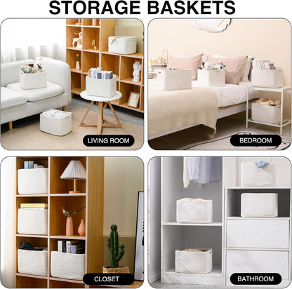 Storage Baskets for Organizing, Woven Basket for Storage, Storage Baskets Bin for Shelves, Cotton