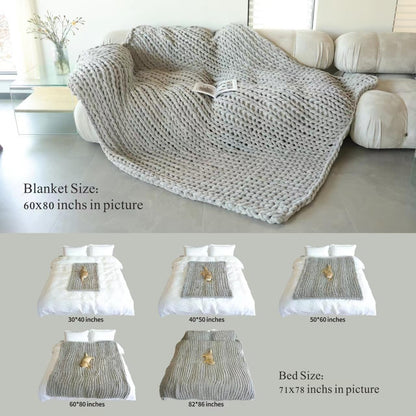 Maetoow Chenille Chunky Knit Blanket Throw (60×80 Inch), Handmade Warm & Cozy Blanket Couch, Bed