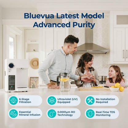 Bluevua RO100ROPOT-UV Reverse Osmosis System Countertop Water Filter - 6 Stage Purification with UV