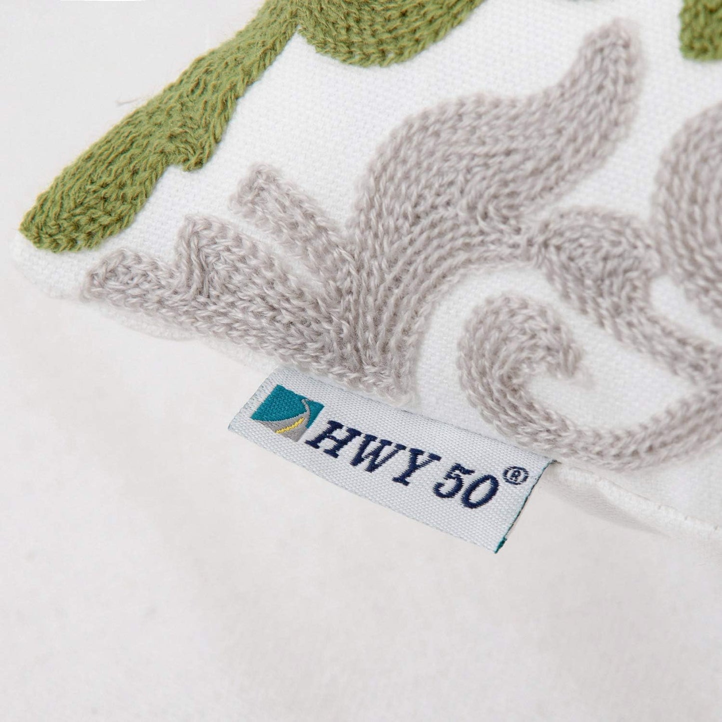 HWY 50 Green Decorative Throw Pillow Covers 18x18 Inch (1 Piece), Embroidered Cotton Farmhouse