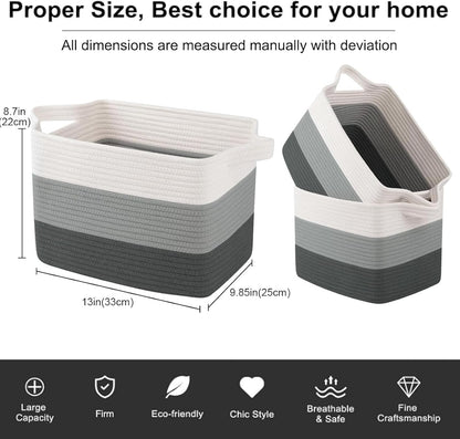 OIAHOMY Storage Basket, Woven Baskets for Storage, Cotton Rope Basket for toys,Towel Baskets for