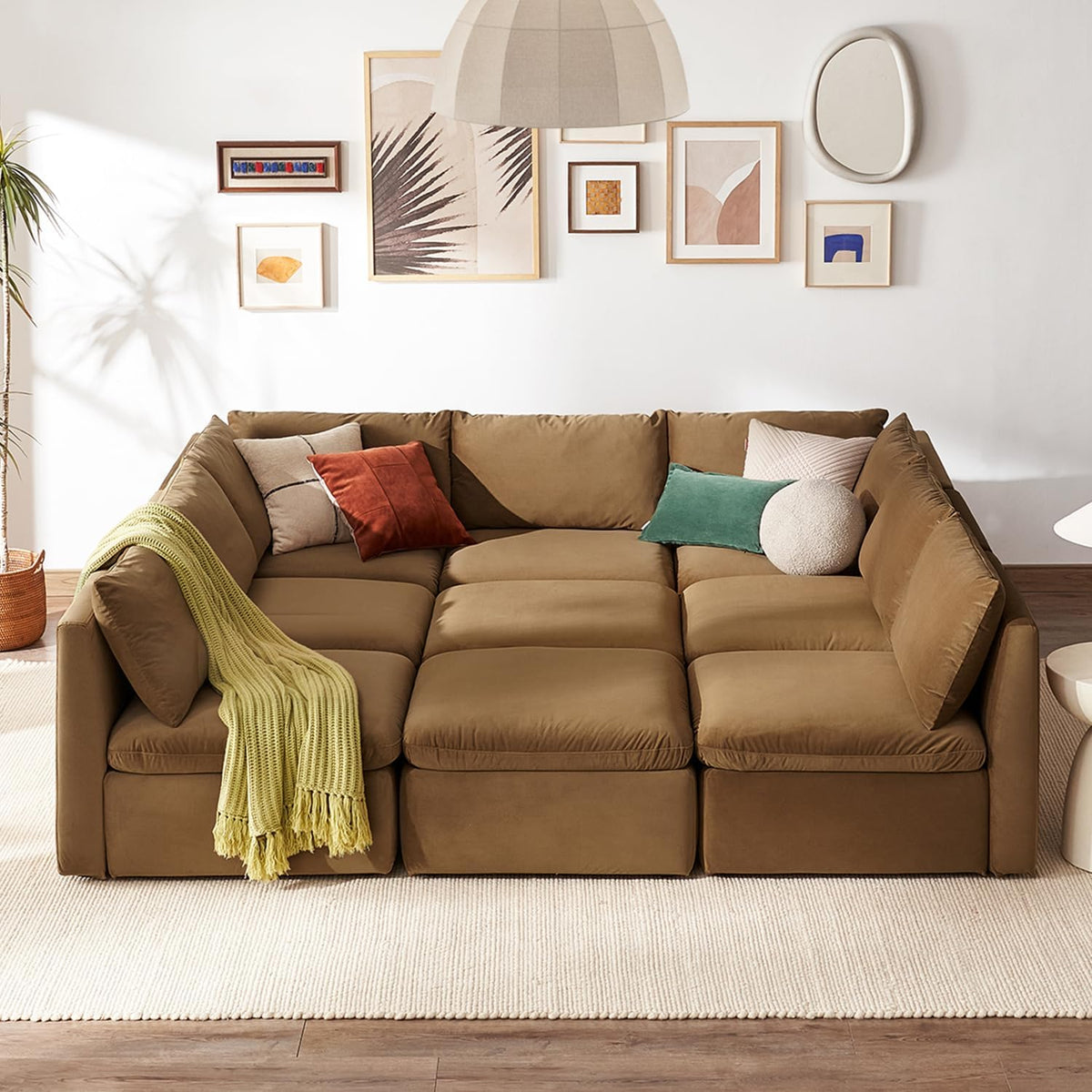 mopio Oversized Modular Sectional Sofa with Fully Removable Covers and Storage, Convertible U